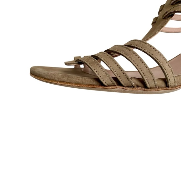 Stuart Weitzman Nuarache Gladiator Sandals Tan Nubuck Leather 7.5 Kitten Heel - Picture 8 of 16